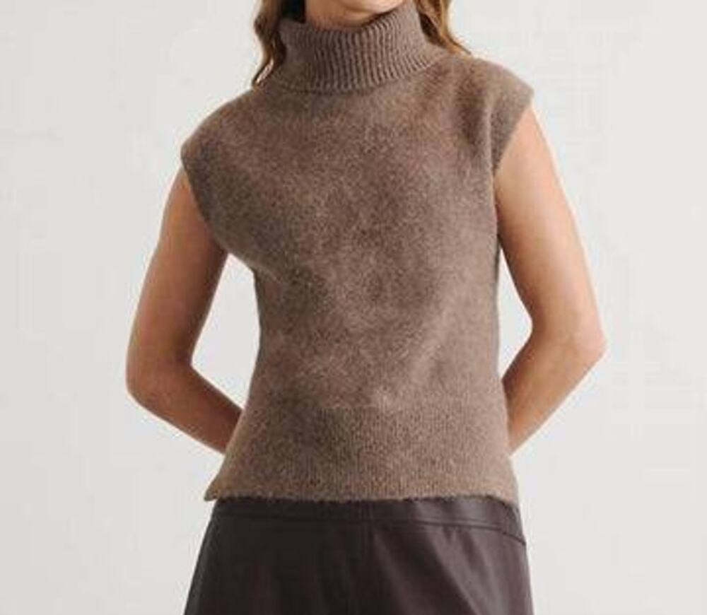 Tanya Taylor Aaron Knit SleevelessTop  in Walnut M